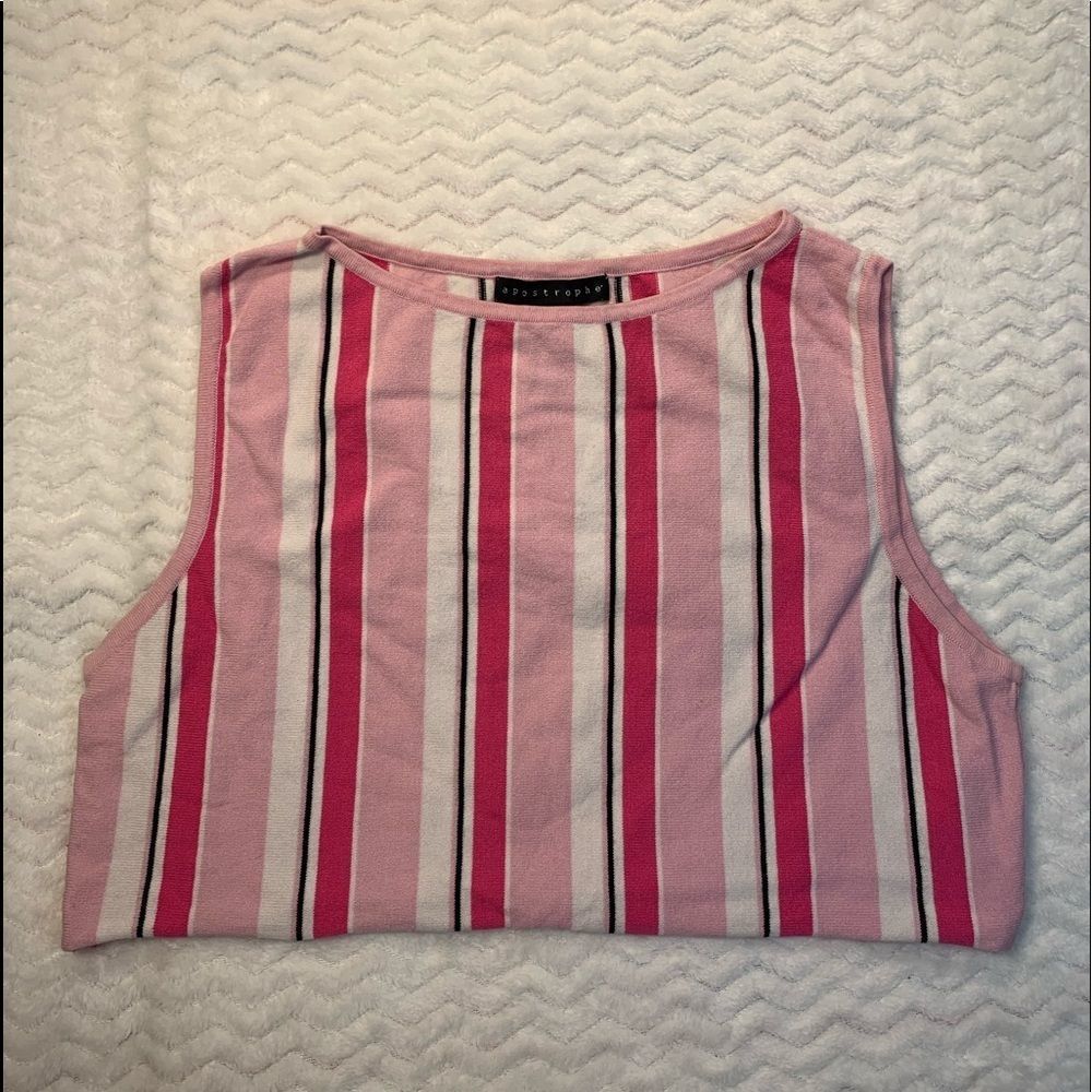 Apostrophe pink striped crop top size large
